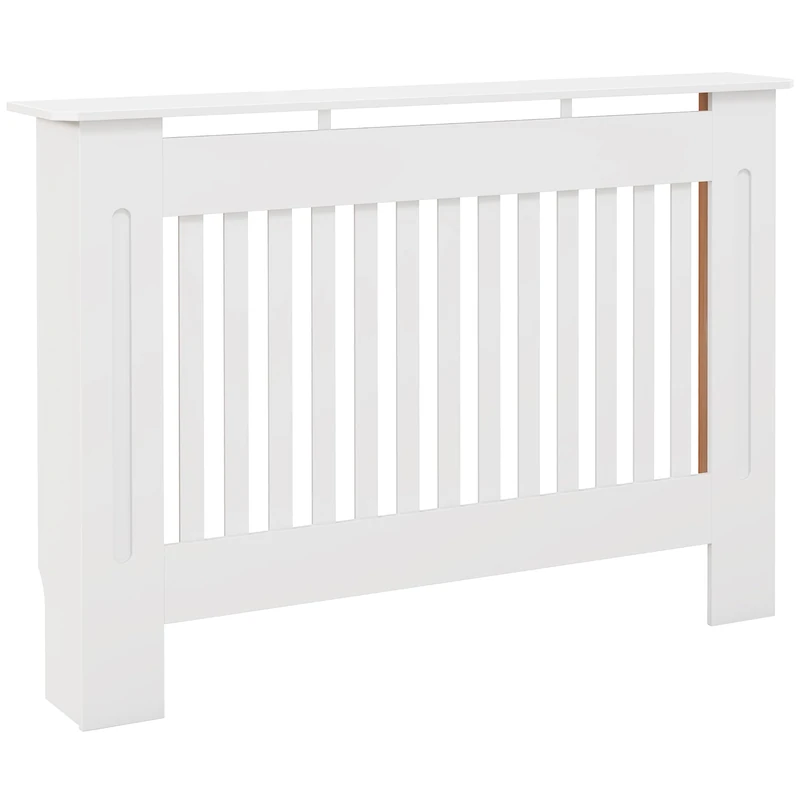 HOMCOM Slatted Radiator Cover Painted Cabinet 112W x 19D x 81H cm White