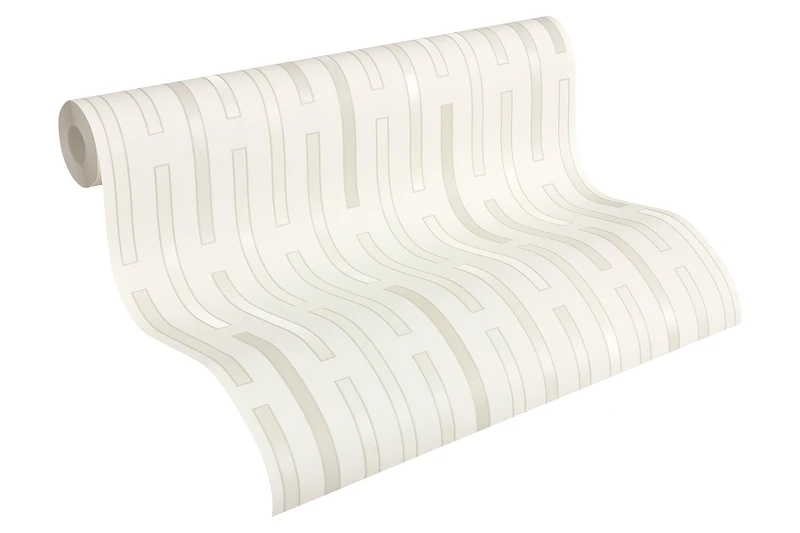 Architects AP 2000 Design by F.A. Porsche Series Dash Line Paper Wallpaper 10.05 x 0.53 m Grey Metallic White 303501, White, 303501 - Image 1