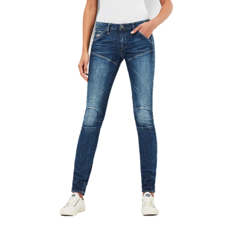 G-STAR RAW Women's 5620 G-Star Elwood Mid Waist Skinny Jeans, Blue (medium aged antic 60881-7899-6348), 24W / 32L