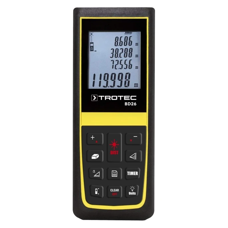 TROTEC BD26 Distance Meter / measurment of distance, surface and volume (max range 120 meters) dust and splash water protected