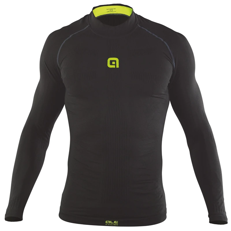 Alé Cycling Men's Intimo S1 Carbon Seamless Long Sleeve Base Layer, Black, L/XL