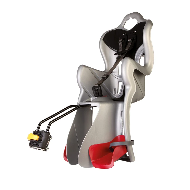 B–One - Rear seat for Bicycle - for Children up to 22 kg, from 3 to 8 Years Old - can be Fixed to Frame -Silver