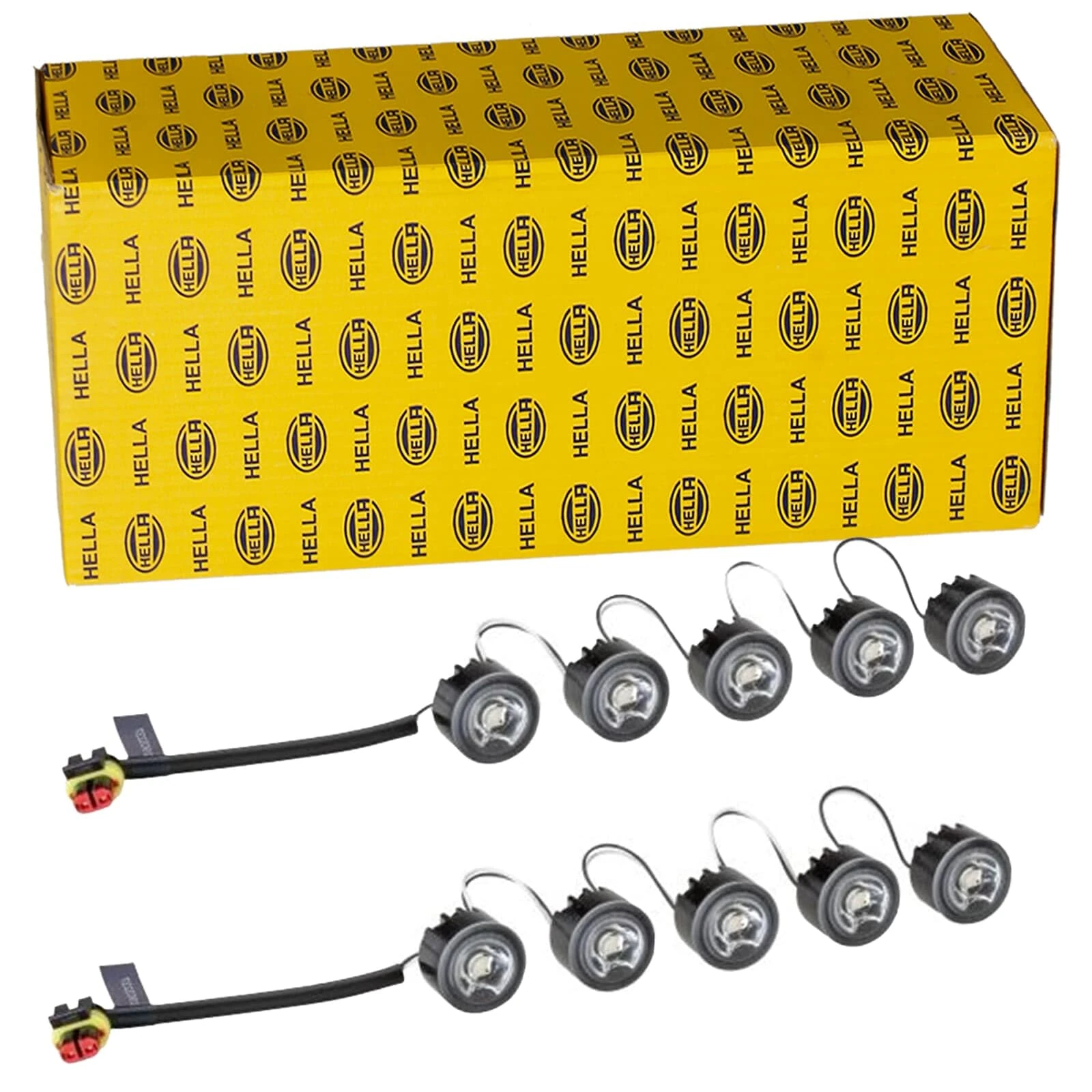 HELLA 2PT 010 458-701 LED-Daytime Running Light Set - LEDayFlex - 12/24V - round - Fitting - Lens Colour: Crystal clear - Cable: 120mm - Vehicle Front - Set