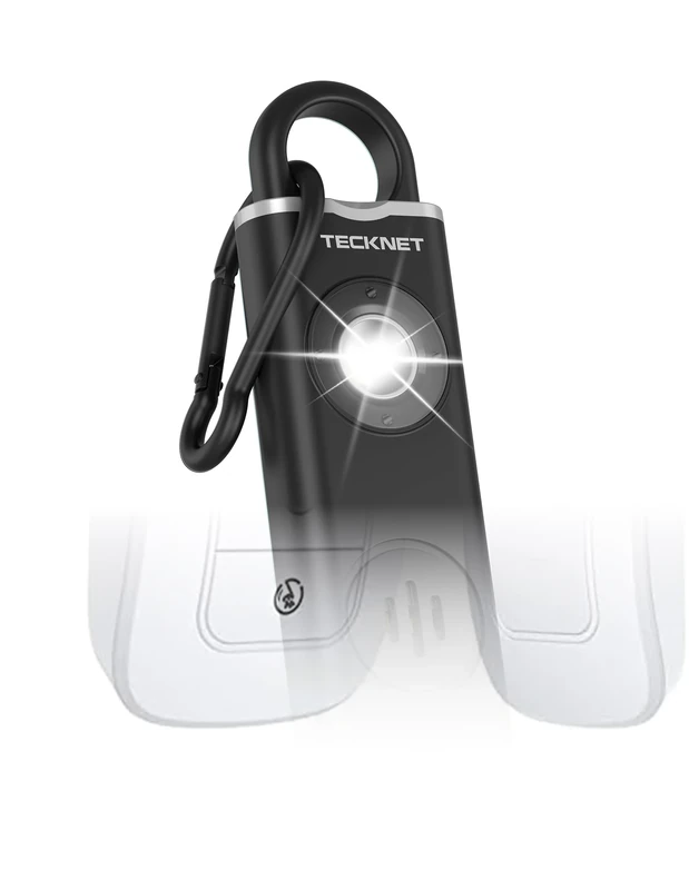 TECKNET 135dB Personal Alarms for Women with SOS Strobe Light, Rechargeable Clip On Torch & IPX4 Waterproof Running Lights, Safety Siren Panic Alarm with Keychain for Runners Kids Elderly, Gradient
