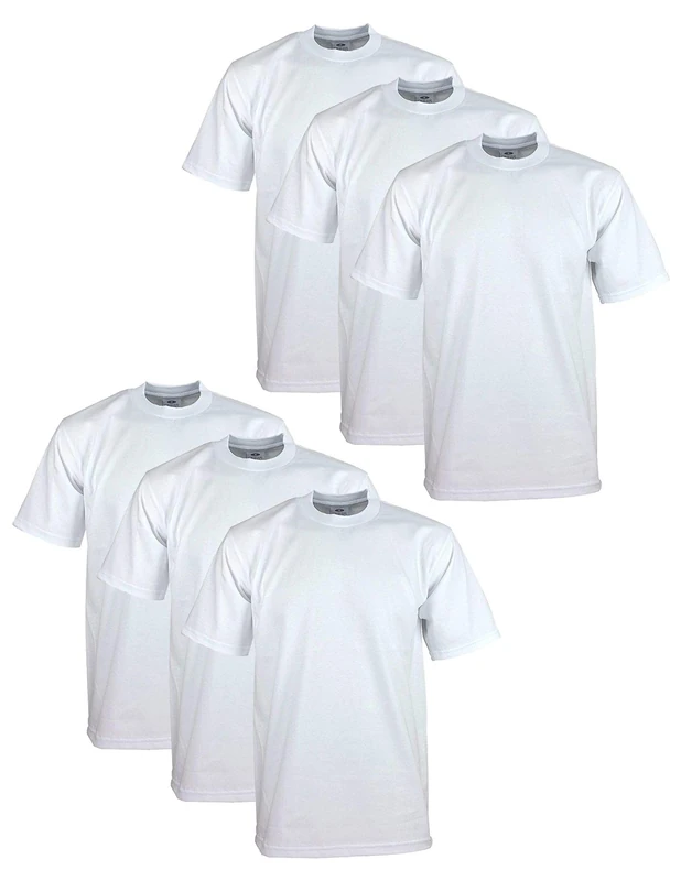 Pro Club Unisex's Casual T-Shirt, White, XL (Pack of 6)