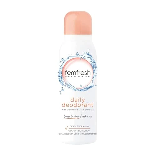 Femfresh Daily Freshness Intimate Deodorant, Gentle Vaginal Odour Protection Spray for Women, Long-Lasting 12-Hour Freshness, Hypoallergenic, pH Balanced & Soap-Free, Safe for Sensitive Skin, 125 ml