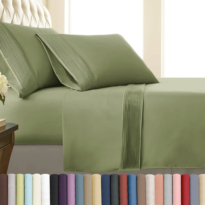 Southshore Fine Living, Inc. King Bed Sheets 4-Piece Set | 21" Extra Deep Pocket with 2 Pillowcases | Hotel Luxury Quality | Easy Care, Wrinkle-Free Bedsheet | Microfiber Bedsheets | Sage Green