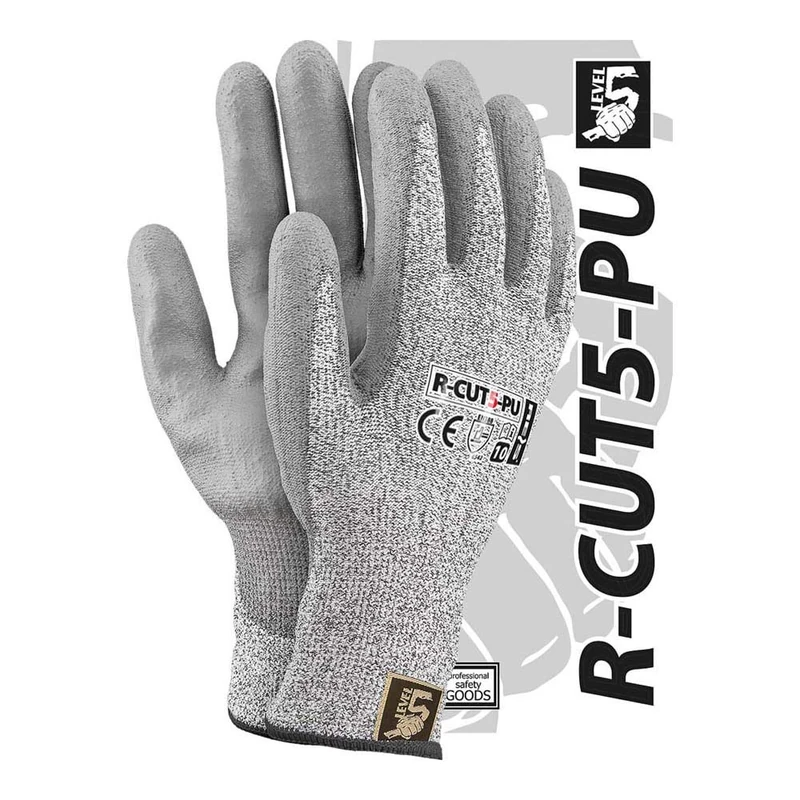 Reis R-CUT5-Pu_8 Level5 Protective Gloves, Black-White-Grey, 8 Size, Pack of 12
