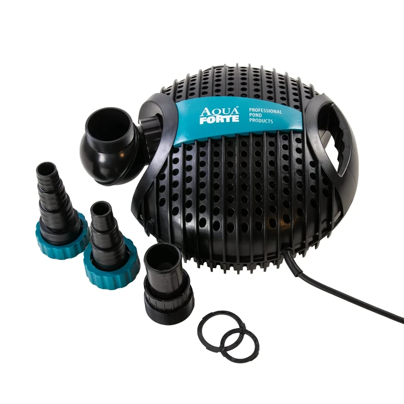 AquaForte O-4.600 Pond Pump, 35 Watts, Maximum Flow Rate 4.6 m3 per hour, Maximum Height 2.60 m, Cable Length 10 m, A-Synchronous Motor, Pumps dirt particles up to 6 mm