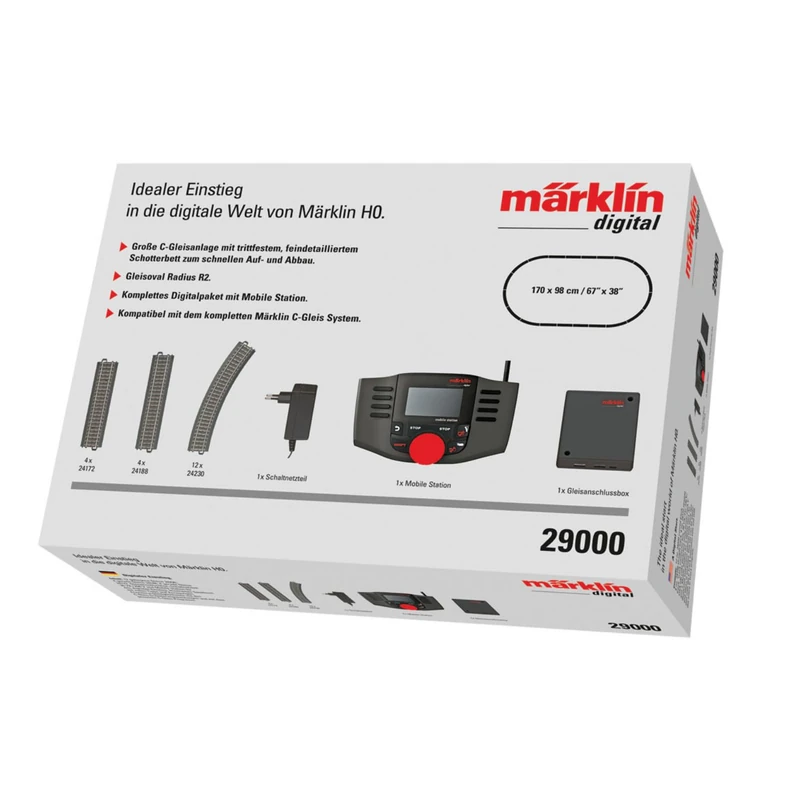 Märklin 29000 - Digital Starter Pack, H0 Track Starter Set with C-Track Rails and Mobile Station
