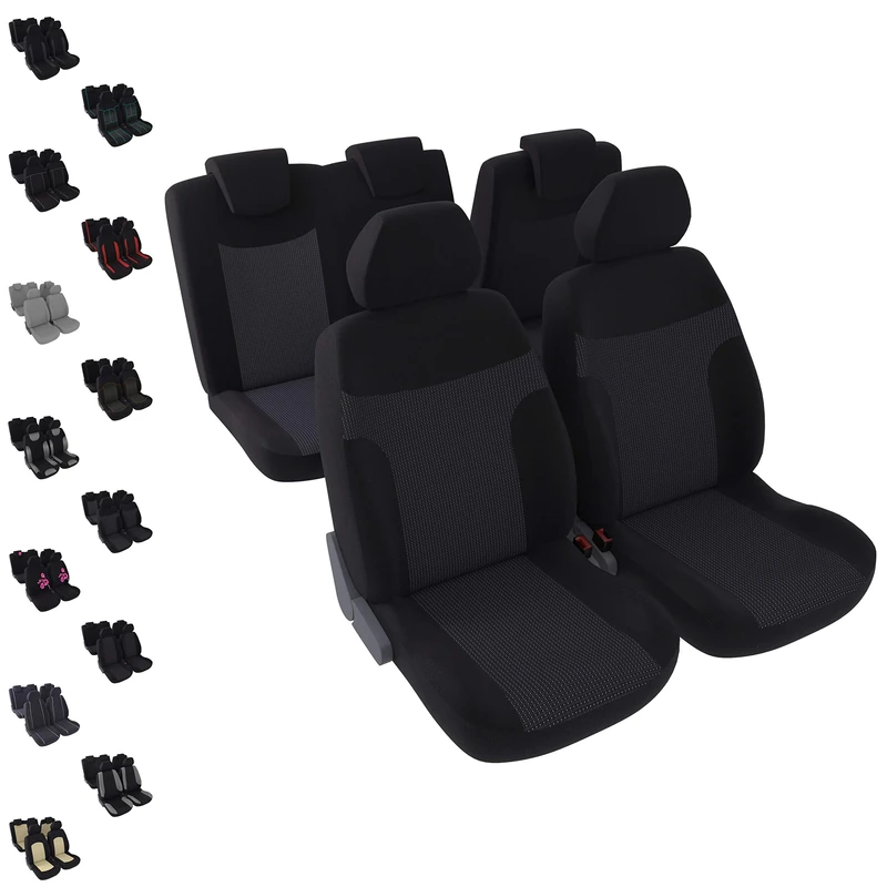 DBS - Car Seat Covers | Protective Covers - Car/Car - 5 Seats - Black + White - Universal - Non-Slip - Washable