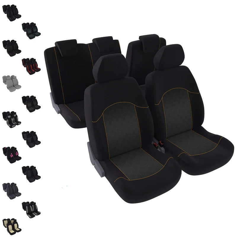 DBS - Car Seat Covers | Protective Covers - Car/Car - 5 Seats - Orange - Universal - Non-Slip - Washable