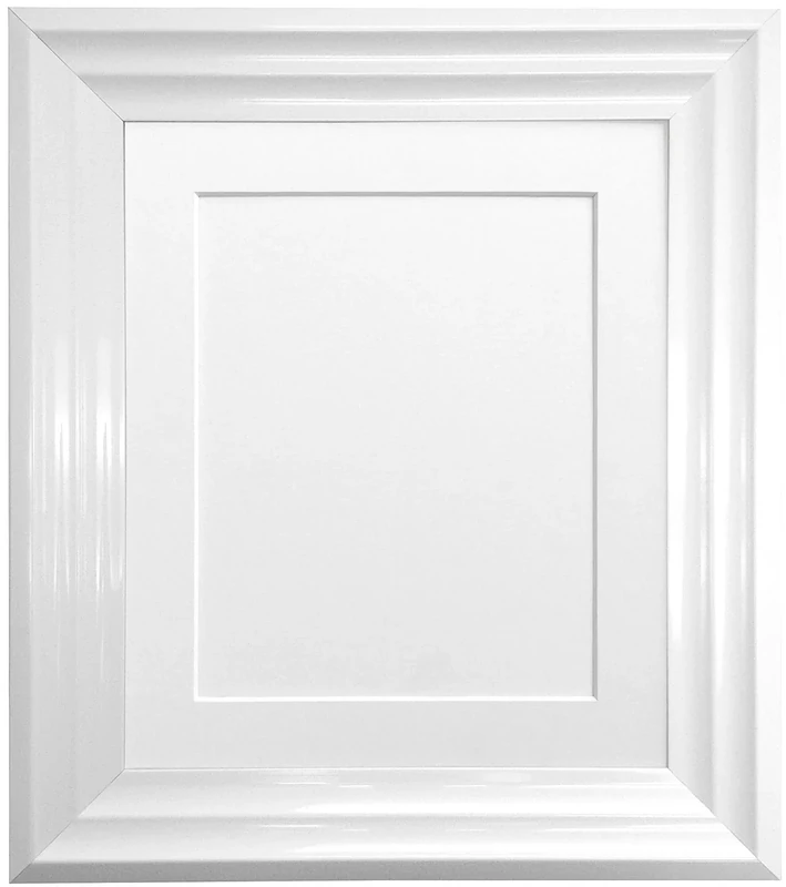 FRAMES BY POST Firenza White Picture Photo Frame with White Mount Plastic Glass 24"x18" Pic Size 18"x12"