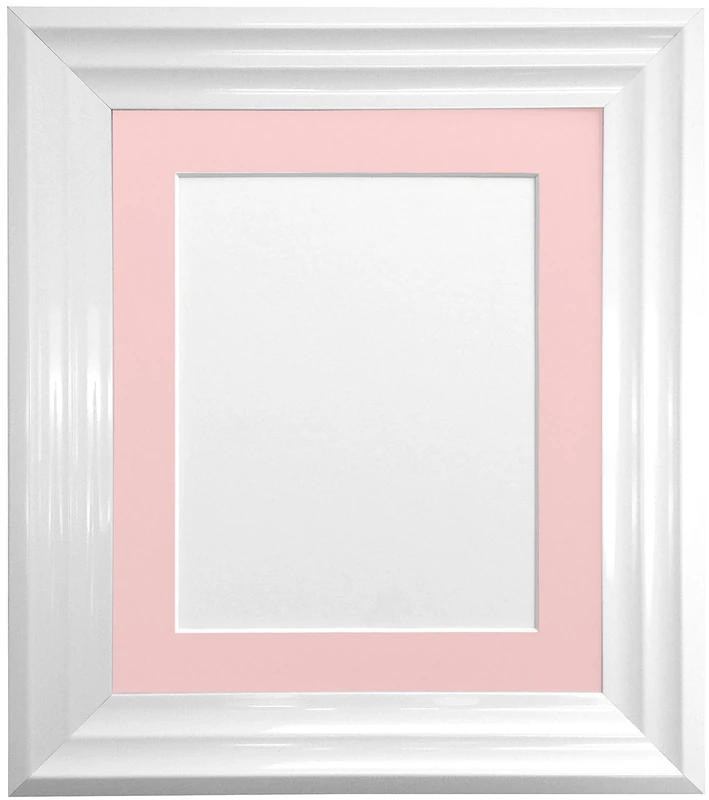 FRAMES BY POST Firenza White Picture Photo Frame with Pink Mount Plastic Glass A1 Pic Size A2