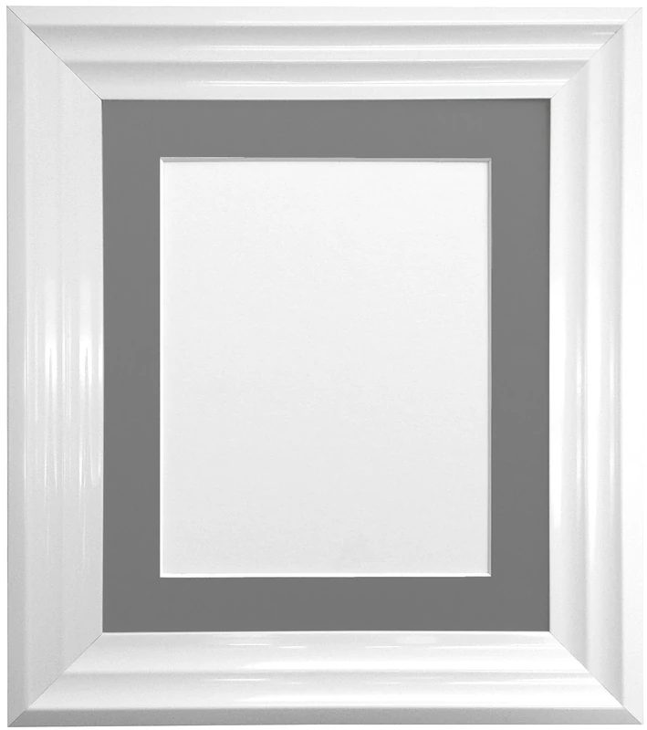 FRAMES BY POST Firenza White Picture Photo Frame with Dark Grey Mount Plastic Glass 50x70cm Pic Size A2