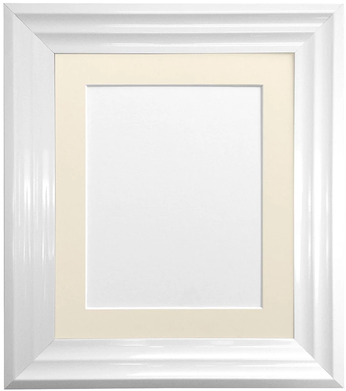 FRAMES BY POST Firenza White Picture Photo Frame with Ivory Mount Plastic Glass 50x70cm Pic Size A2