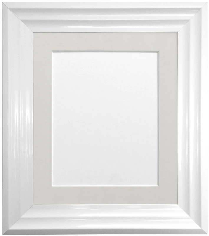 FRAMES BY POST Firenza White Picture Photo Frame with Light Grey Mount Plastic Glass 36"x24" Pic Size 30"x20"