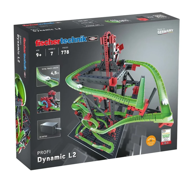 fischertechnik Marble Run Dynamic L2, 536621 – Marble Race Construction Set, Ball Track for Ages 9+