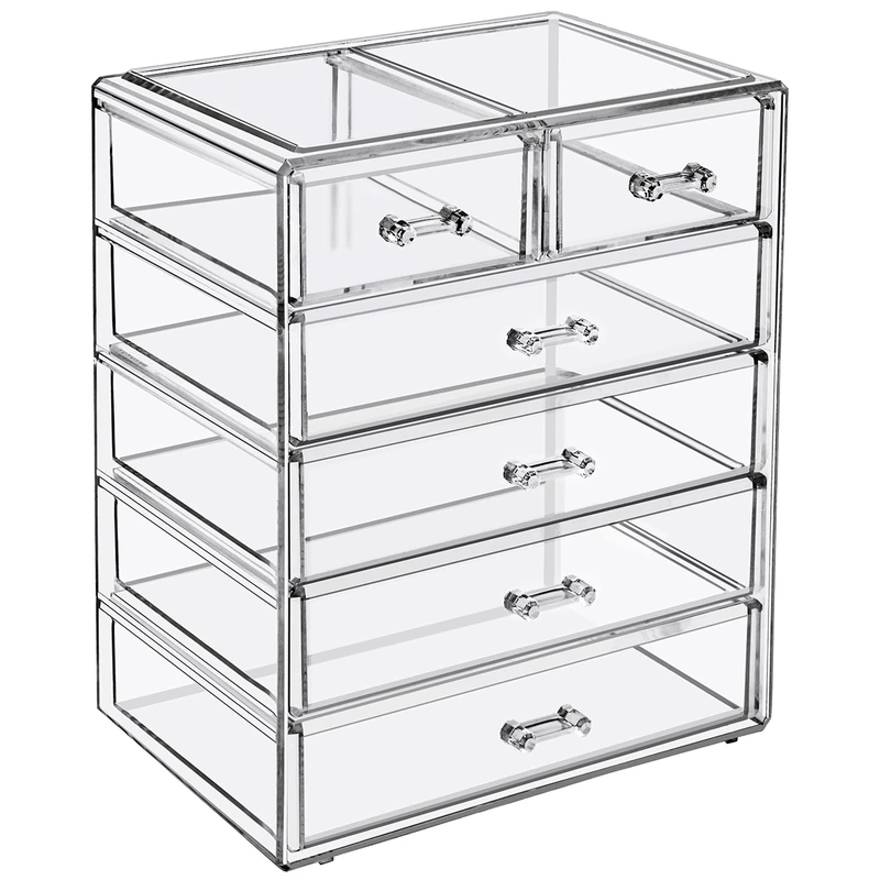 Sorbus Acrylic Cosmetics Makeup and Jewelry Storage Case Display- 4 Large and 2 Small Drawers Space- Saving, Stylish Acrylic Bathroom Case