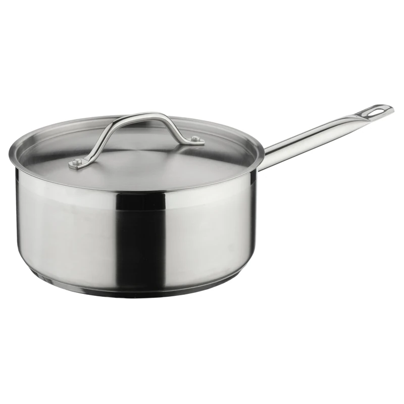 Commichef Plus Superior Blend Stainless Steel Saucepan & Lid, Strong Corrosion Resistance, 24cm Diameter, 5L, Silver