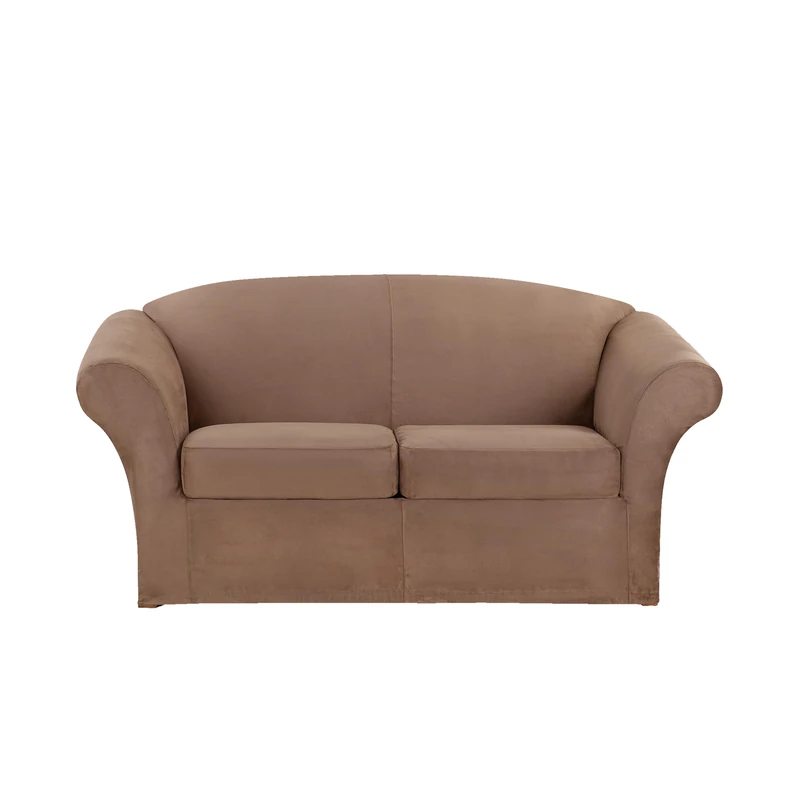 Ultimate Heavyweight Stretch Faux Suede Box Cushioned Loveseat Slipcover