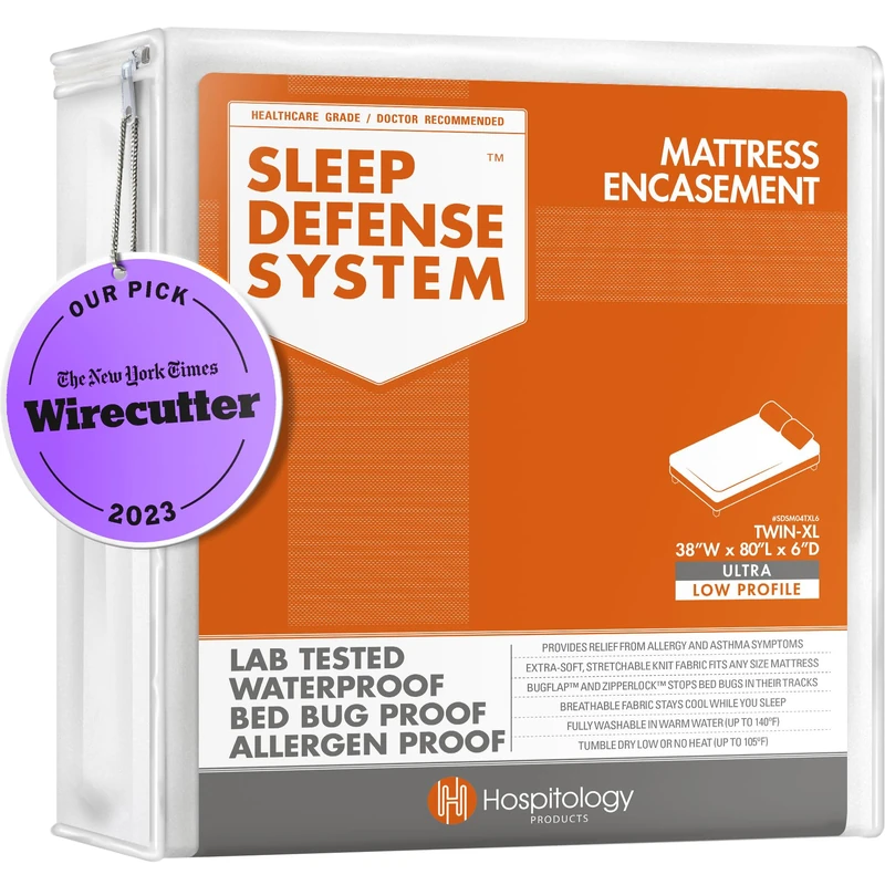 HOSPITOLOGY Zippered Mattress Encasement - Sleep Defense System - Twin XL - Waterproof - Stretchable - Ultra Low Profile 6" Depth - 38" W x 80" L