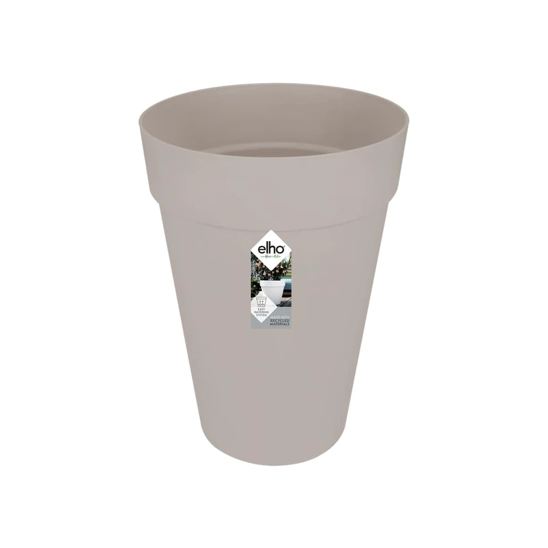 elho Loft Urban Round High 42 - Flower Pot for Outdoor - 100% Recycled Plastic - Ø 42.0 x H 56.0 cm - Grey/Warm Grey