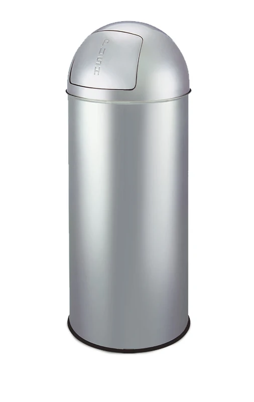 King Home p1592050 Steel Waste Bin with Sliding Opening 50 Litres Silver Diameter 35 x 77 H - Image 1