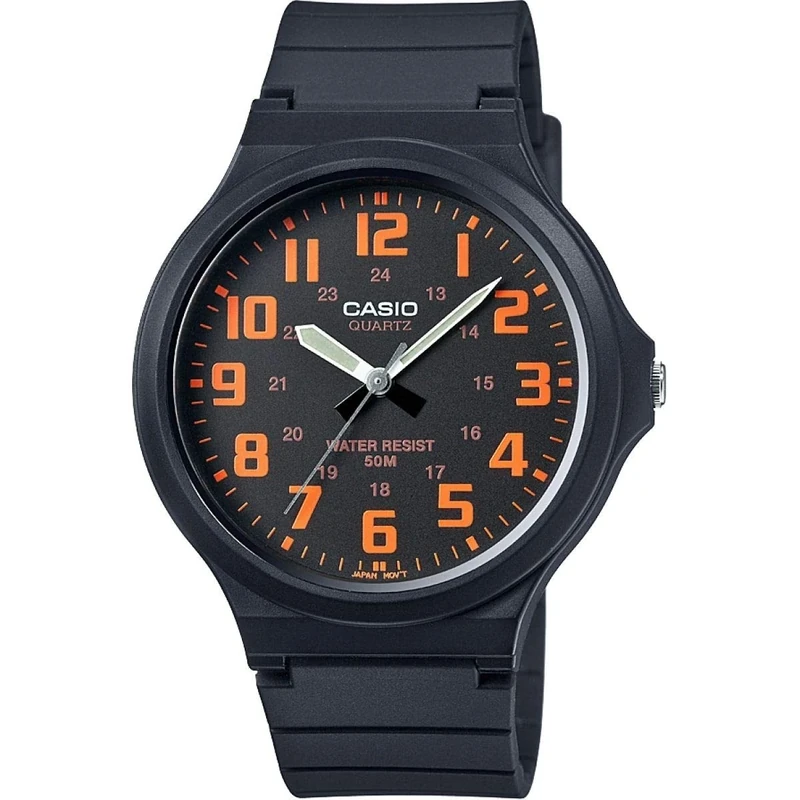 Casio Unisex 42.00mm Quartz Watch with Black Analogue dial and Black Rubber Strap Strap MW-240-4BVEF