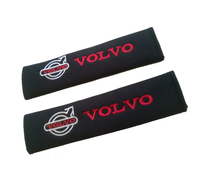 Volvo Seat Belt Shoulder Cover Pads with Badge - 2 Pack - Image 1