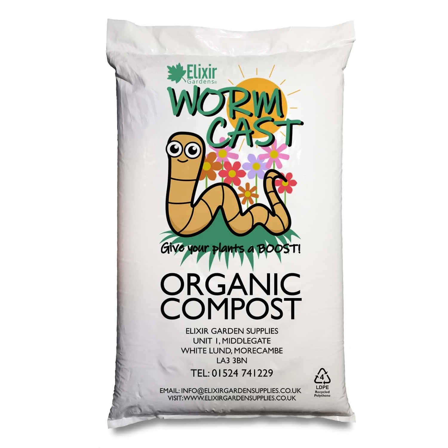 Elixir Gardens | 100% Organic Worm Castings Vermi Compost/Fertiliser/Soil Improver | 2 Litres - 400 Litres Available | 5 x 40ltr Bags