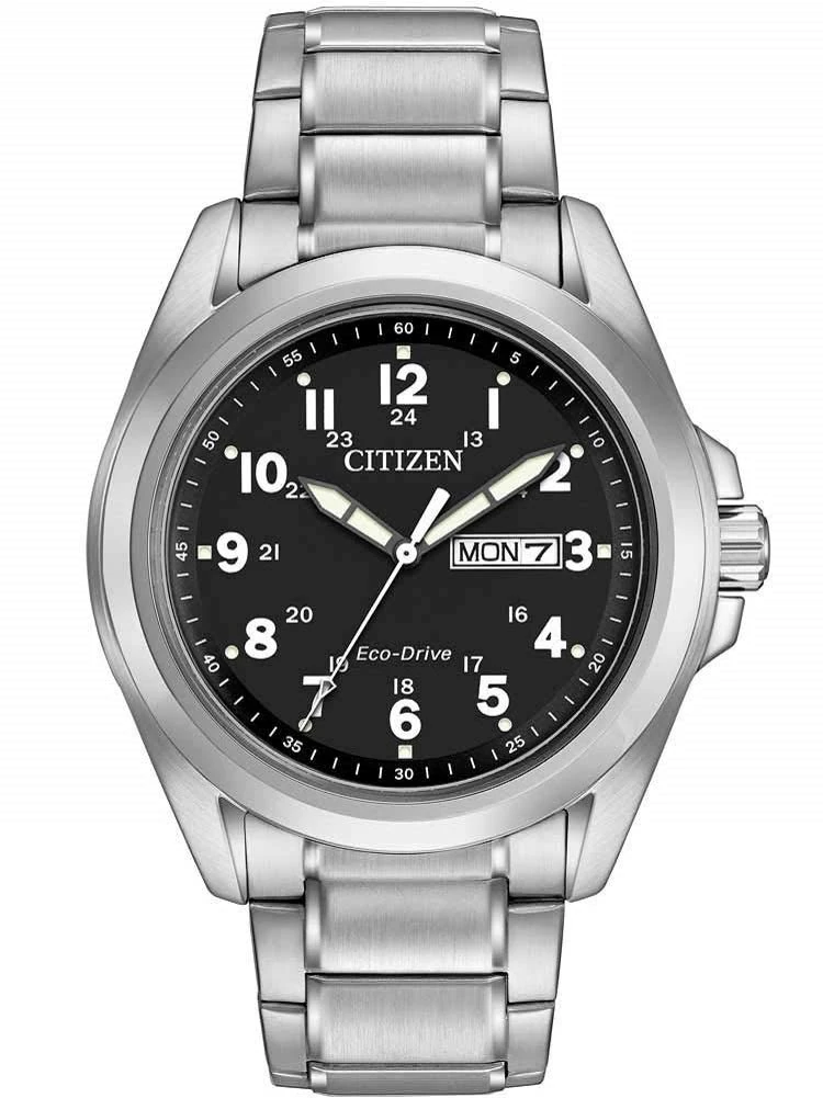 Citizen Eco-Drive Men's Bracelet with Black Dial AW0050-82E