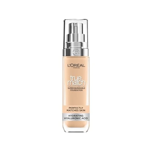 L'Oréal Paris Foundation for Face, Skincare Infused with Hyaluronic Acid, True Match Hydrating Liquid Foundation for All Skin Tones, SPF 16, 3N Creamy Beige, 30 ml