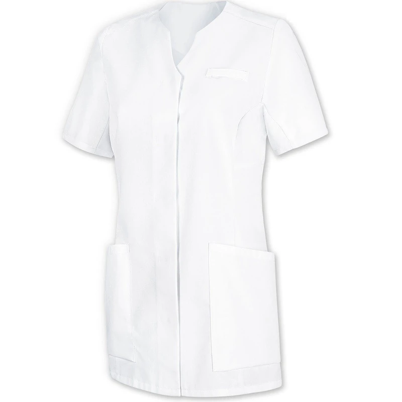 BP 1742-435-21 Women'S Tunic, 1/2 Sleeve Arm-Lift System And Concealed Press-Stud Band, 180,00 G/M², Fabric Blend, White, Size Xs