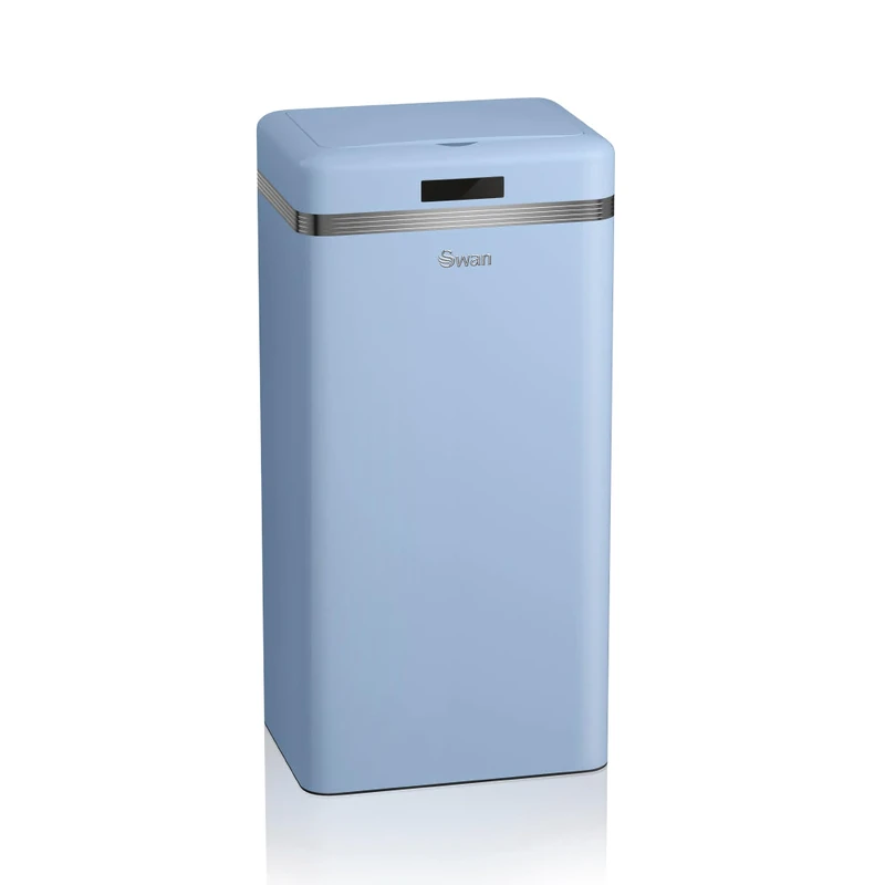 Swan SWKA4500BLN Retro Kitchen Bin with Infrared Technology, Square, 45 Litre, Blue