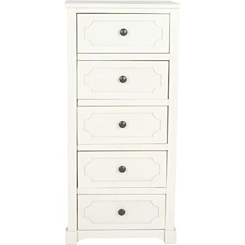 SAFAVIEH Modern Wooden Storage Chest with 5 Drawers, in White, 40 X 35 X 100