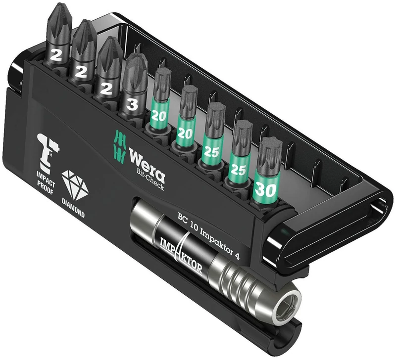 Wera Bit-Check 10 Impaktor 4 TriTorsion Long Life bit set for all impact drills PZ,TX 10 piece, 05057417001