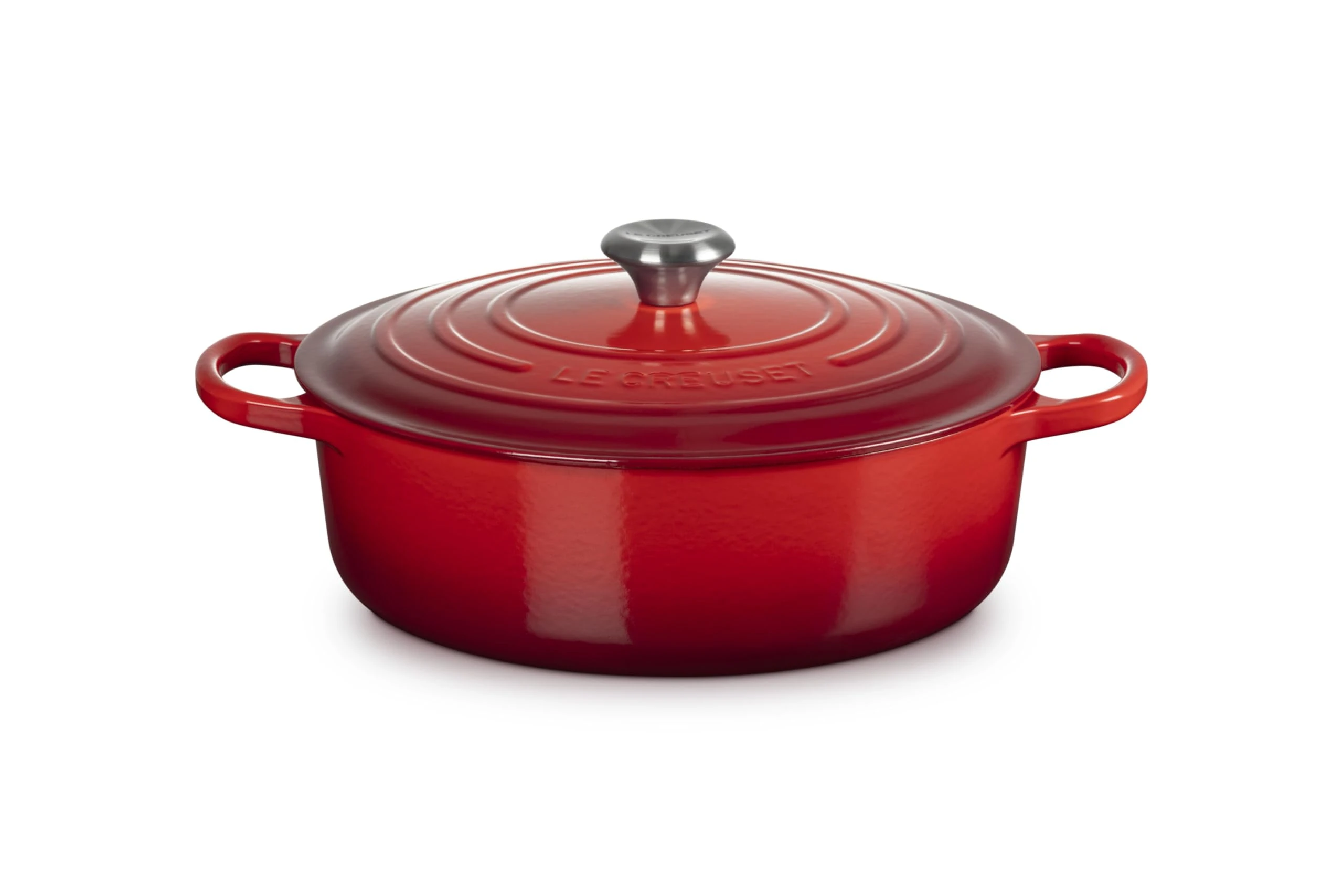 Le Creuset Signature Enamelled Cast Iron Risotto Pot With Helper Handle, For All Hob Types and Ovens, 30cm, 6.2 Litres, Cerise, 21179300602430
