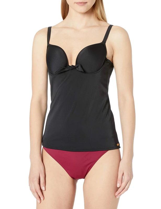 Freya Women's Deco Underwire Molded Tankini Top, Black, 30D