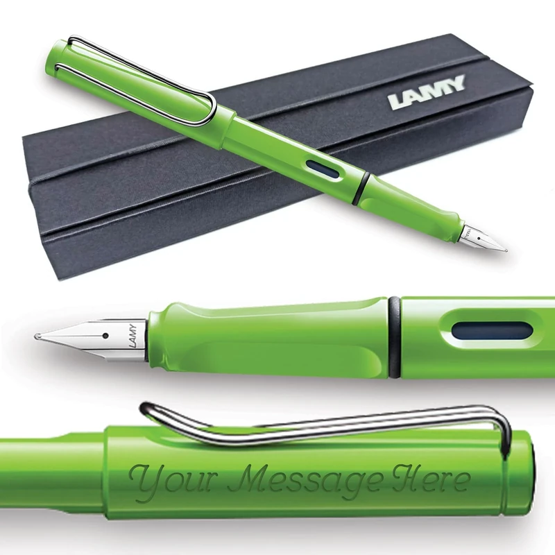 Lamy Safari Green Fountain Pen - Gift Boxed - Free Engraving (Medium (M)