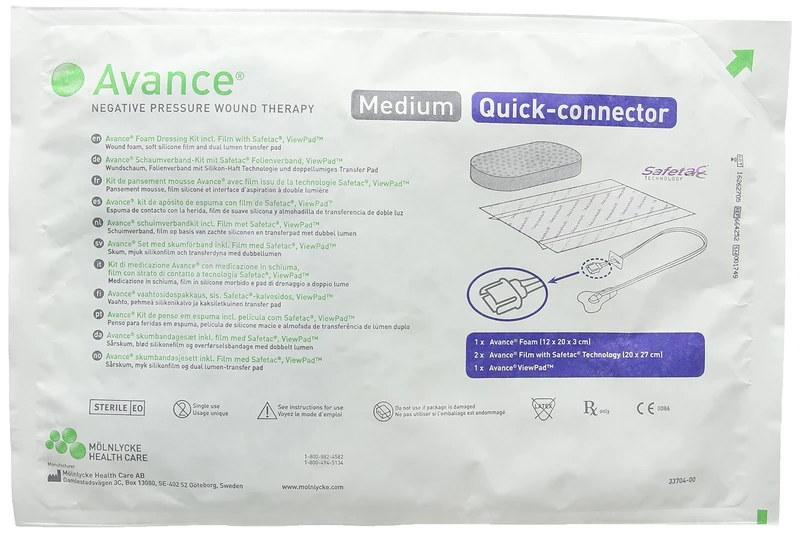 Avance 664252 Topical Negative Pressure Therapy Foam Dressing Kit With Film (Pack of 5)