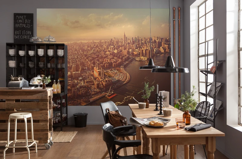 Komar 4-987 254 x 184 cm "New York City Manhattan Cityscape Scenic" Wallpaper Mural - Orange (Pack of 4) - Image 1