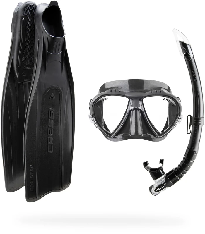 Cressi Pro Star Bag Snorkelling Set - Black, Size 37/Size 38