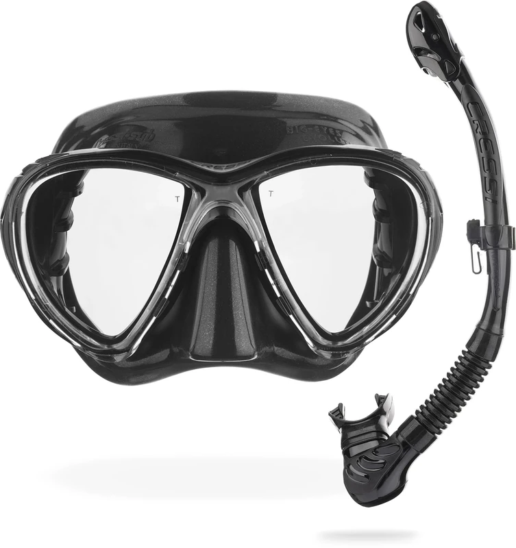 Cressi Big Eyes Evo Mask & Alpha Ultra Dry Snorkel - HD Mirrored Lens Diving Mask - Adult Dry-Top Snorkelling Set - Unisex - Black/HD Mirrored Lens - Combo Set