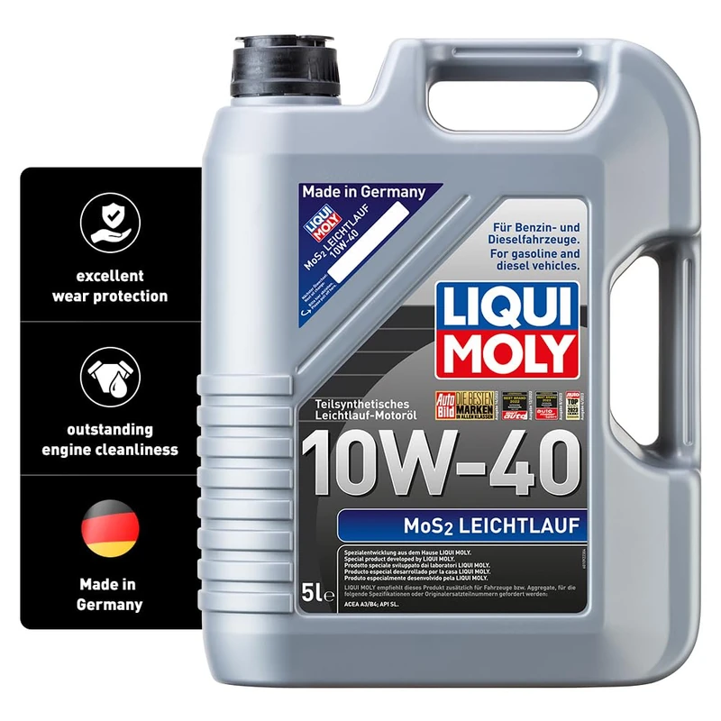 LIQUI MOLY MoS2 Leichtlauf 10W-40 | 5 L | Part-synthetic engine oil | SKU: 2184