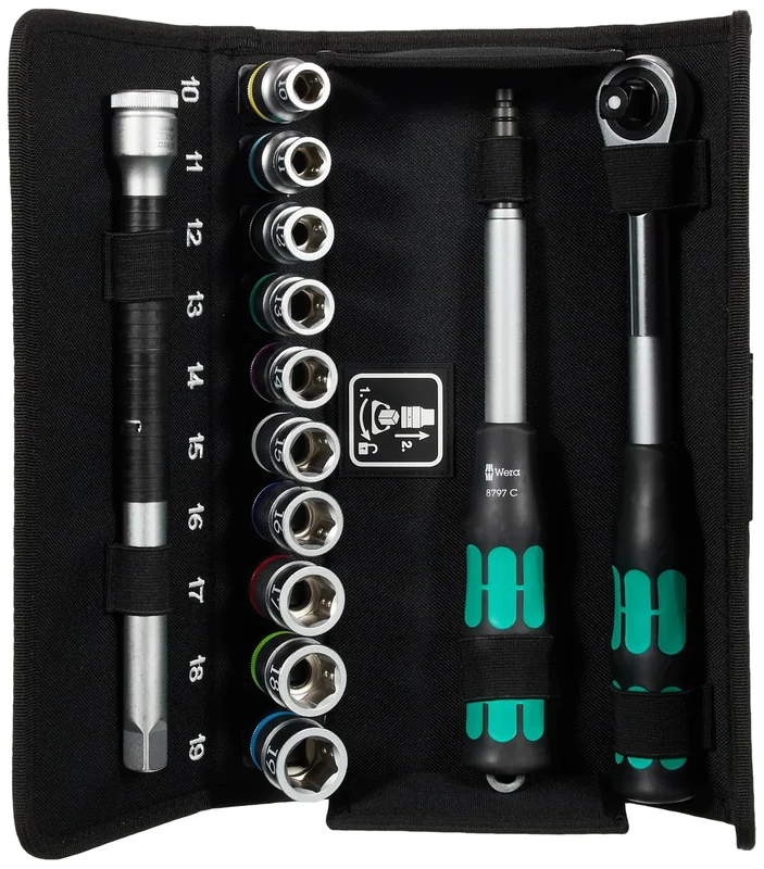 Wera 8006 SC 1 Zyklop Hybrid Socket Set with Ratchet Extension in Socket Twist/Lock Pouch, metric 13 piece, 05004090001 - Image 1