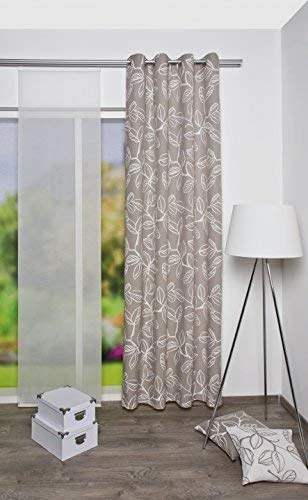 Home Fashion 51742 560 Stone H: 245 x 135 cm, Eyelet Curtain Dekostoff Print