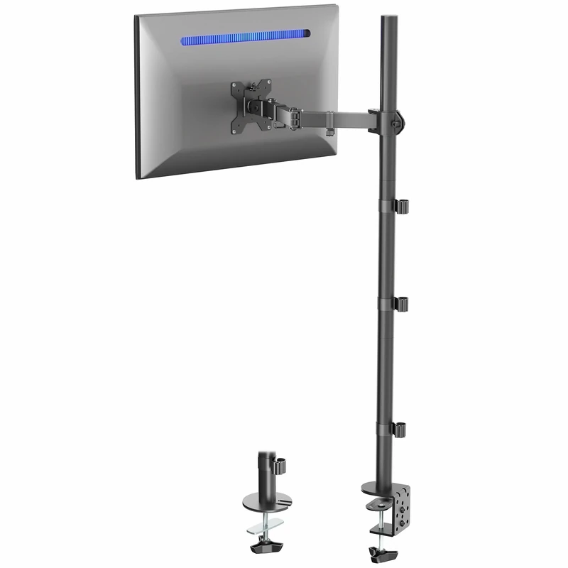 VIVO Extra Tall Single Monitor Desk Mount Stand 39 inch Pole. Features Full Adjustability - Tilt and Articulation, Holds 13 to 32 inch Screens up to 22 lbs with VESA Mounting, Black, STAND-V011