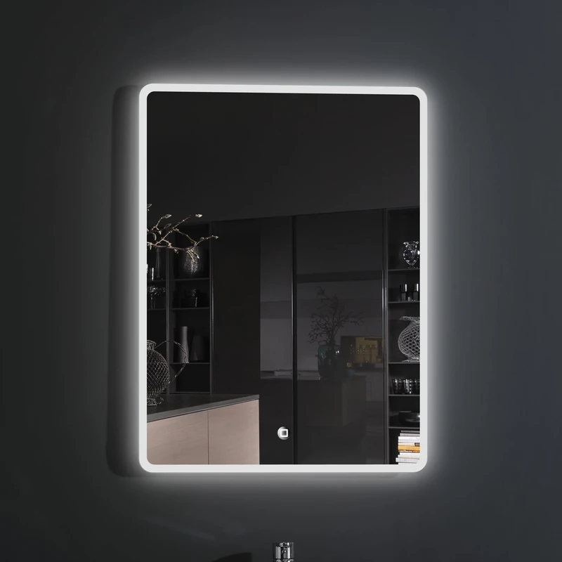 Croydex MM720200E Chilcombe Hang 'N' Lock Illuminated Mirror, Glass, Silver, 3x40x60.5 cm