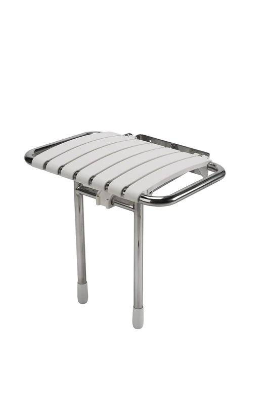 Croydex Newport Fold Up Seat, Metal, White, 48.5 x 50 x 41.5 cm